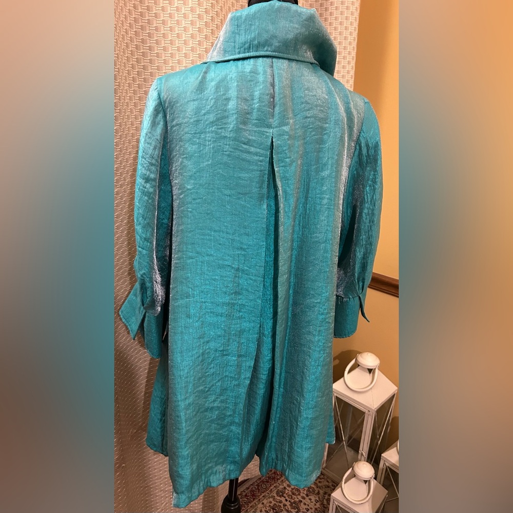 Damee, Inc Swing Jacket Chic Turquoise Mint Collared - Picture 8 of 13